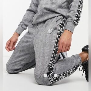 SikSilk Gray Plaid Houndstooth Cuffed Sweatpants Size S NEW!